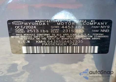 2025 Hyundai Sonata Sel from USA, damaged, VIN KMHL64JA5SA452335